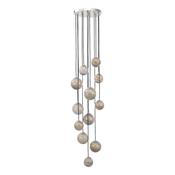 Mikara 12 Light Cluster Pendant Chrome &amp; Planet Glass Shades Hanging Ceiling Light image