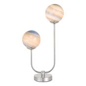 Mikara 2 Light Table Lamp Chrome And Planet Glass Shades - Modern Lighting Collection image
