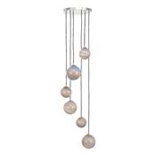Mikara 6 Light Cluster Pendant Chrome &amp; Planet Glass Hanging Ceiling Light for Modern Home Decor image