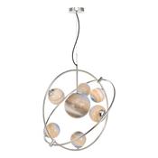 Mikara 7 Light Pendant Chrome &amp; Planet Glass Ceiling Light with Hand-Blown Planet image