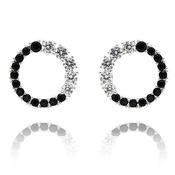 Monochrome Two Halves Silver Plated Earrings image