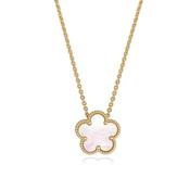 Tipperary Crystal Flower Pendant Necklace in Yellow Gold – Mother of Pearl Jewellery Gift with Adjustable Chain