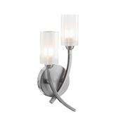 Morgan 2 Light Wall Light Satin Chrome with Frosted Inner Glass Shades image