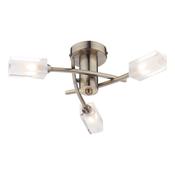 Morgan 3 Light Semi-Flush Antique Brass Ceiling Light with Frosted Glass Shades image