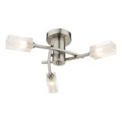 Morgan 3 Light Semi-Flush Satin Chrome Ceiling Light with Frosted Inner Glass Shades image