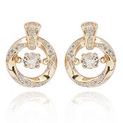 Moving Crystal Circle Twist Gold Plated Earrings image
