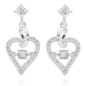 Moving Crystal Pretty Heart Silver Plated Earrings image