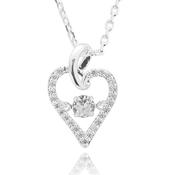 Moving Crystal Pretty Heart Silver Plated Necklace image