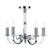 Murray 5 Light Armed Pendant Polished Chrome – Hanging Metal Pendant Ceiling Light Fixture image