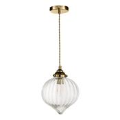 Mya Pendant Antique Brass with Mouth Blown Glass Shade, Adjustable Hanging Light for Home Decor image