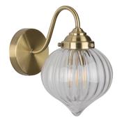 Mya Wall Light Antique Brass and Mouth-Blown Glass Drop Shade – Antique Brass Wall Light for Home Decor image