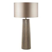 Myla Ceramic Table Lamp Bronze with Taupe Drum Shade – Large Ribbed Home Decor Lighting image