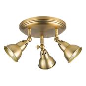 Nathaniel 3 Light Semi-Flush Spotlight Aged Brass Ceiling Light Fitting with Adjustable Heads