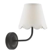 Navarro Rechargeable Wall Light Matt Black with Ivory Linen Tapered Shade &amp; Touch Dimmer image
