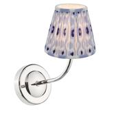 Navarro Rechargeable Wall Light Polished Nickel with Blue Cotton Mix Tapered Shade in Polished Nickel Finish image