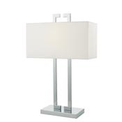 Nile Table Lamp Polished Chrome with Ivory Faux Silk Rectangle Shade, Mid Century Lighting for Home Decor image