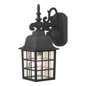 Norfolk Outdoor Wall Light Matt Black with Textured Glass Shade, IP43 Outdoor Wall Lamp for Home Decor image