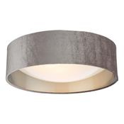 Nysa 2 Light Flush Light with Mink Velvet Shade and White Frosted Acrylic Diffuser Ceiling Fitting image