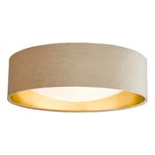 Nysa 2 Light Flush Light Taupe Velvet &amp; Gold Flush Ceiling Light with Diffuser for Modern Home Decor image