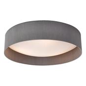 Nysa 3 Light Flush Light Grey with Fabric Shade &amp; Diffuser – LED Ceiling Flush Light for Low Ceilings image