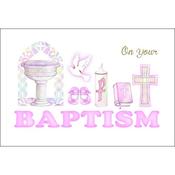 On Your Baptism Card Girl Pink Font image