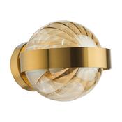 Ophira Wall Light Antique Gold with Amber Ribbed Glass Shade – Contemporary Lighting Collection Wall Lamp for Home Decor image