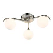 Orlena 3 Light Semi-Flush Satin Chrome and Opal Glass Shade Ceiling Light Fitting for Modern Home Decor image