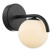 Orlena Wall Light Matt Black and Opal Glass Shade, Minimalist Wall Lamp for Bedroom &amp; Living Room Lighting Design image