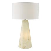 Paget Table Lamp White and Antique Brass - Modern Stone Table Lamp with White Linen Shade Home Decor Lighting Collection image