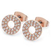 Tipperary Crystal Pave Triple Band Moon Earrings Rose Gold image