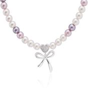 Pearl Bow Silver Plated Necklace image