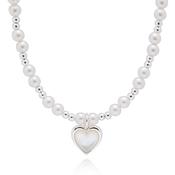 Pearl and Mother of Pearl Silver Plated Heart Necklace image