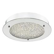 Peta Bathroom Flush Ceiling Light with Crushed Crystal Diffuser, Polished Chrome LED Ceiling Flush Light IP44 image