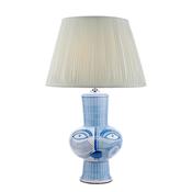Picasso Ceramic Table Lamp Blue with Ivory Tapered Drum Shade – Hand Painted Decorative Table Lamp for Home Decor image