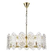 Porthos 15 Light Pendant Antique Brass Ceiling Light with Textured Glass Shade Hanging Chandelier image