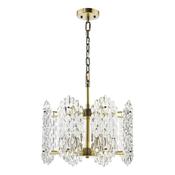 Porthos 8 Light Pendant Ceiling Light Antique Brass with Textured Glass Shade Hanging Ceiling Light image
