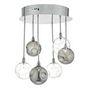 Quinn 6 Light Semi-Flush Polished Chrome Ceiling Light with Dimpled Glass Shades, Lighting Collection Fixture image