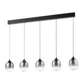 Ramona 5 Light Bar Pendant Matt Black and Smoked Ombre Glass LED Modern Home Decor Lighting image