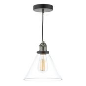Ray Pendant Antique Nickel Ceiling Light with Conical Clear Glass Shade Adjustable Hanging Light image