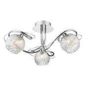 Rehan 3 Light Semi-Flush Polished Chrome and Ribbed Glass image