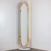 Rotating Oval Mirror with Storage – Gold Frame Full Length Mirror