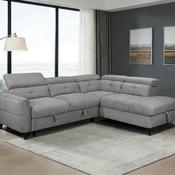 Samantha Fabric Corner Sofabed RHF Grey Fabric Sofa Bed with Adjustable Headrests &amp; Spacious Seating image