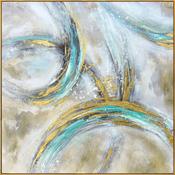 Teal &amp; Gold Framed Abstract Art image
