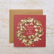 Thinking of You This Christmas Berry Wreath Card image