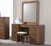Vienna Dressing Table Cream with Mirror &amp; Stool – Wooden Dressing Table with 7 Drawers, Storage Furniture image