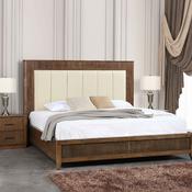 Vienna Super King Size Bed Frame Cream - Luxury Rubberwood Frame with Fabric Upholstered Curved Headboard image