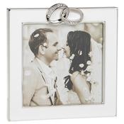 White Enamel Wedding Ring Photo Frame 4 x 4 Inch image