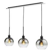 Lycia 3 Light Bar Pendant Matt Black and Smoked Ombre Glass Shades – Hanging Ceiling Light Home Decor image