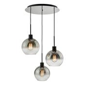 Lycia 3 Light Cluster Pendant Matt Black and Smoked Ombre Glass image
