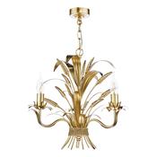 Phaedra 3 Light Pendant Gold Ceiling Light with Decorative Wheatsheafs and Leaves Hanging Ceiling Light image